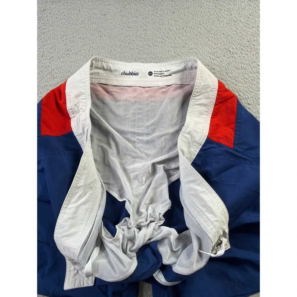 Chubbies Mens XXL Blue White Red Colorblock Shorts Lined Swim Trunks 6